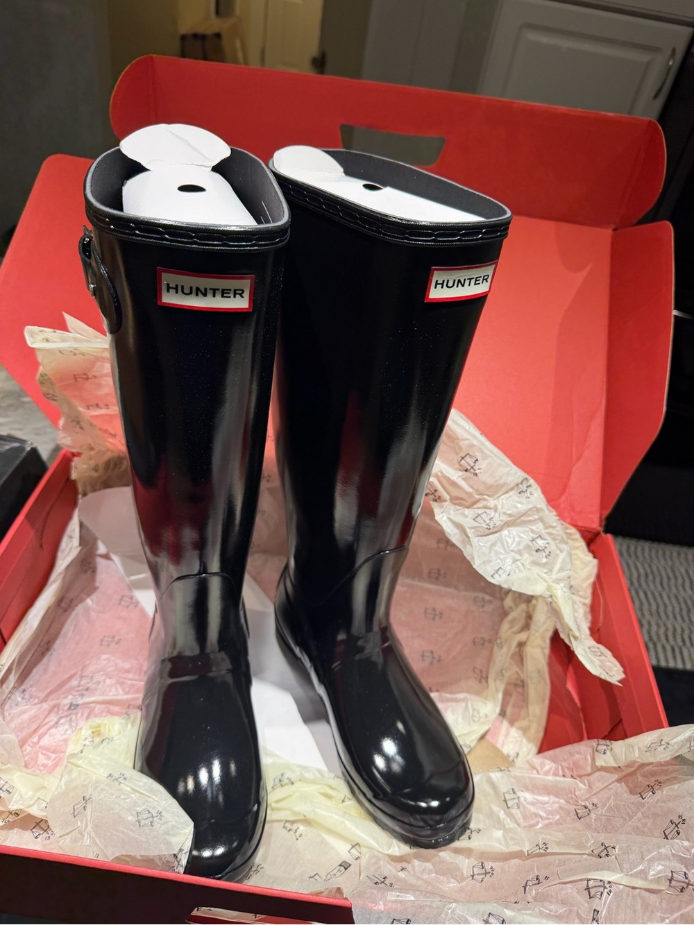 Hunter Black Gloss Tall Boots - Picture 10 of 12